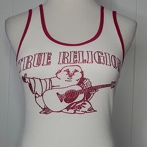 True Religion White and Red Tank Top